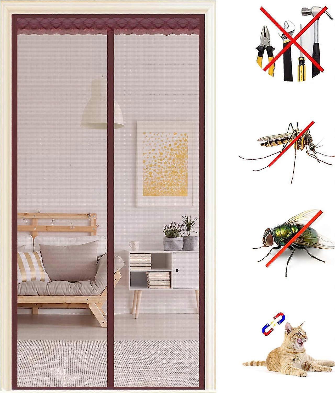 Magnetic Door And Window Mosquito Net 90x195cm, Self-Adhesive Mesh Encrypted Mosquito Net, Mosquito Resistant Magnetic