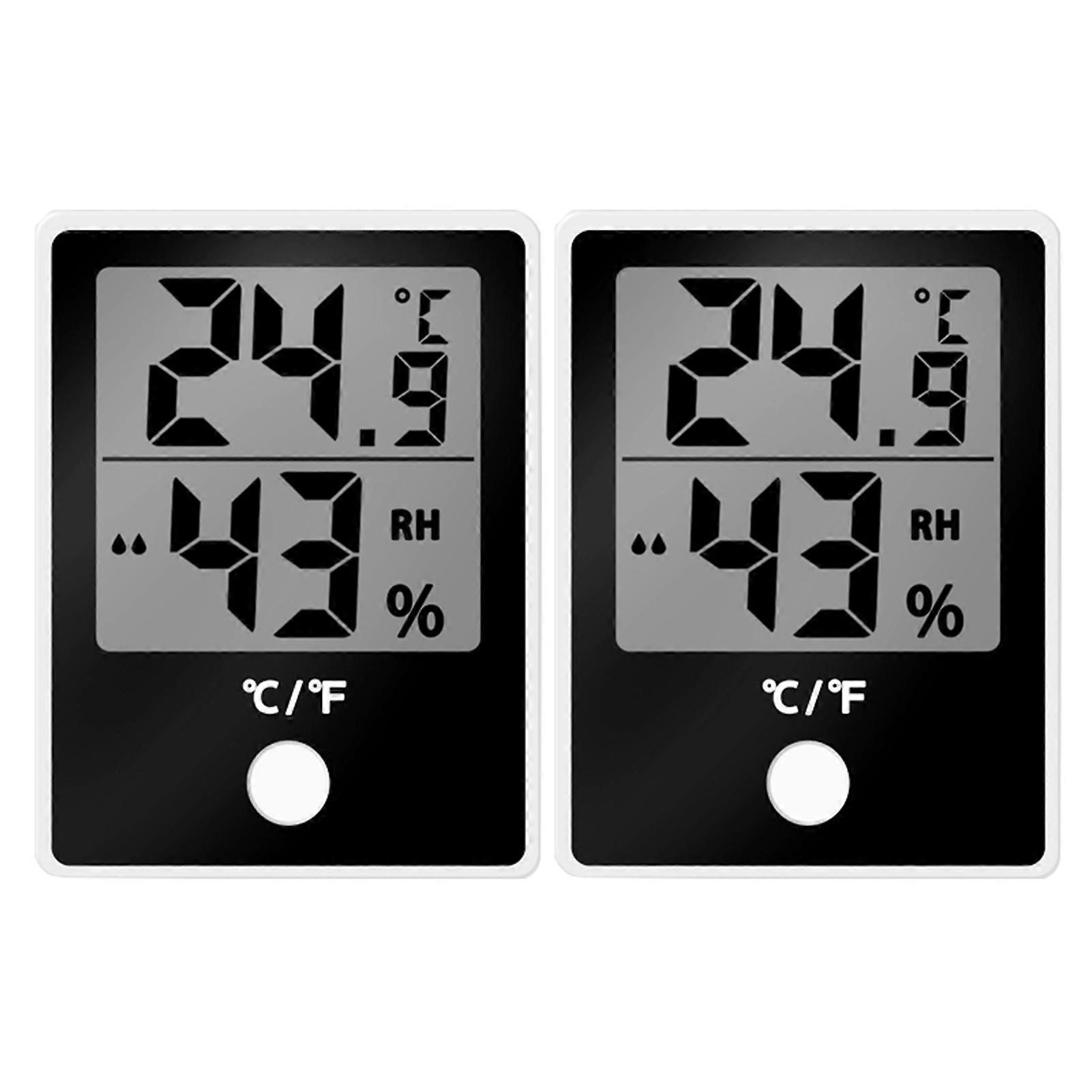 2 PCS Indoor Hygrometer Thermometer LCD Digital Thermohygrometer Weather Station Temperature & Humidity Gauge Monitor