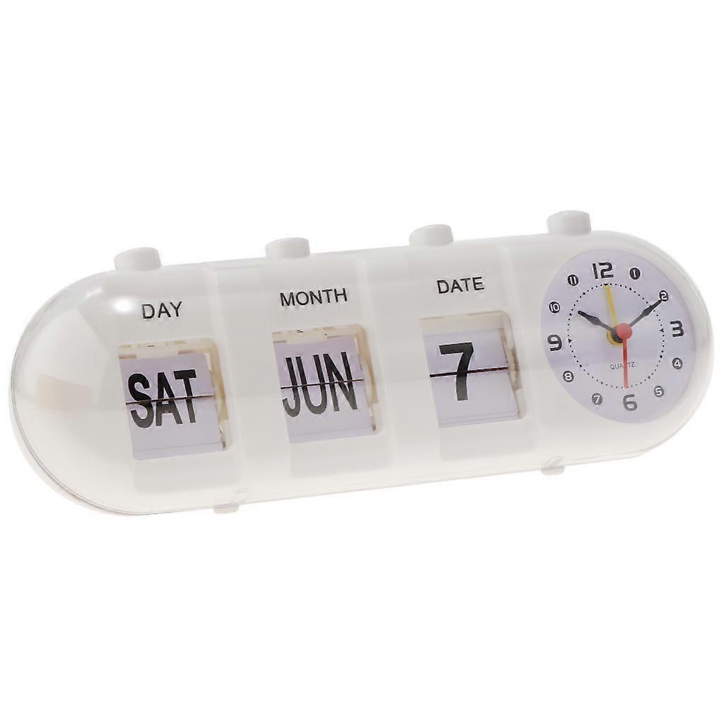 Creative Digital Manual Flip Down Clock Desk Stand Page Quartz Clock White
