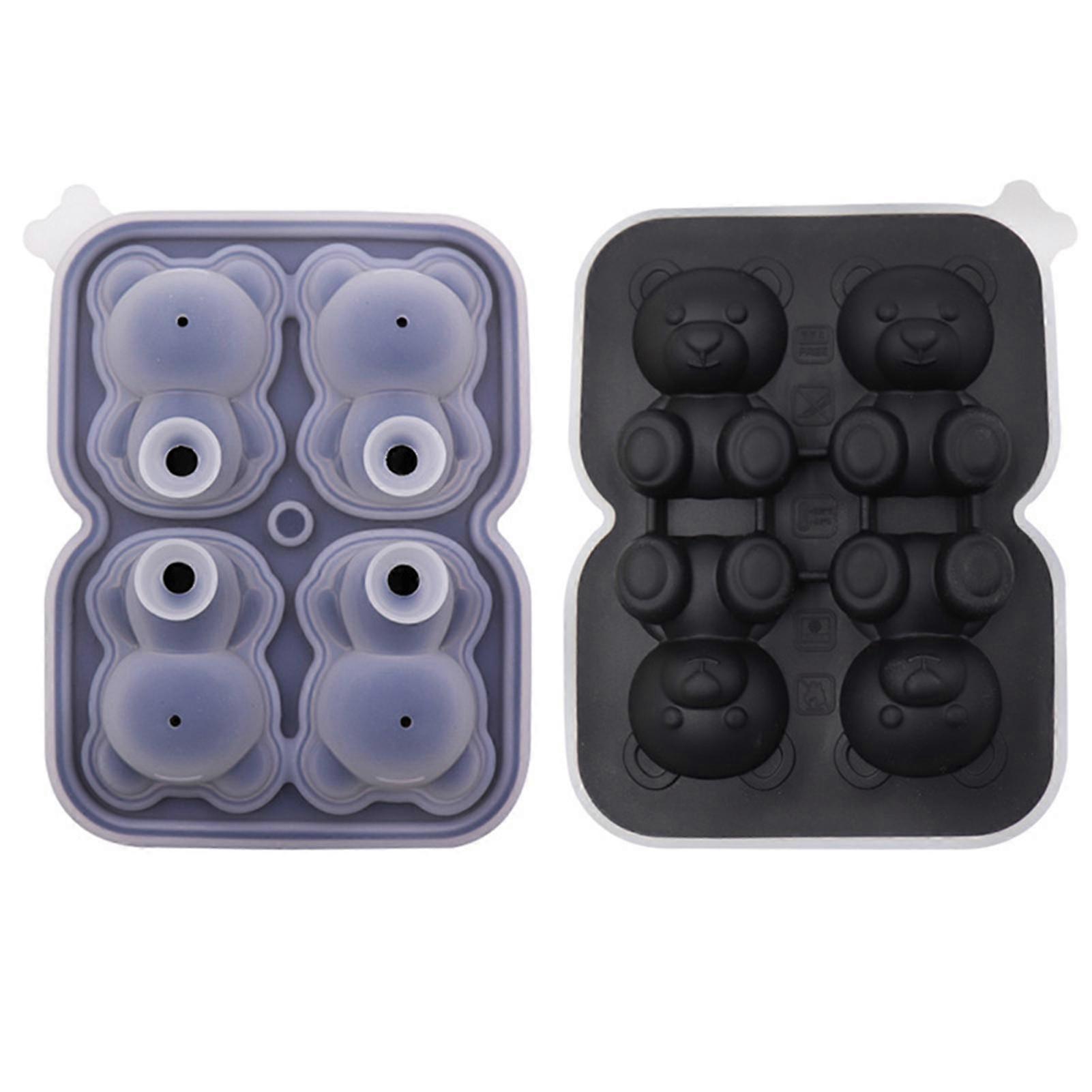 4 Grid Bear Ice-cube Mold Silicone Ice Ball Tray Candy-fondant Quick Diy Stencil For Home Party
