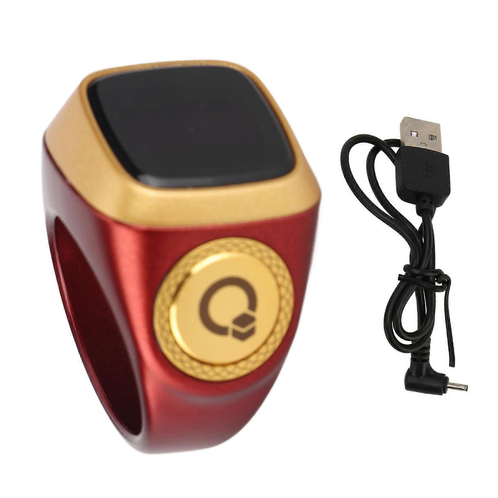 Smart Counter Ring with 0.49in Screen Support APP 20mm CNC Button Portable Intelligent Counting Finger Ring Brown