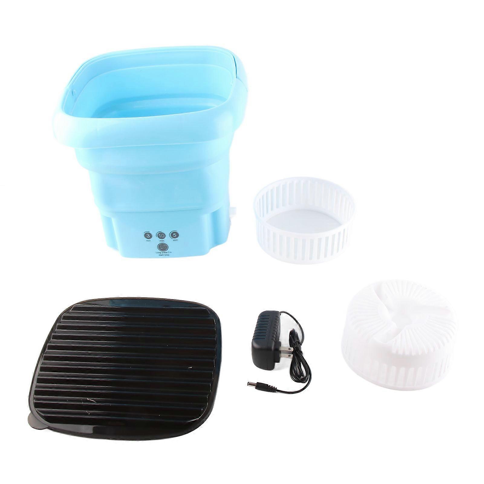 Mini Washing Machine 8L Foldable Plastic Timing Function Waterproof Button Portable Washing Machine US Plug 110?240V Small Blue Washing Machine