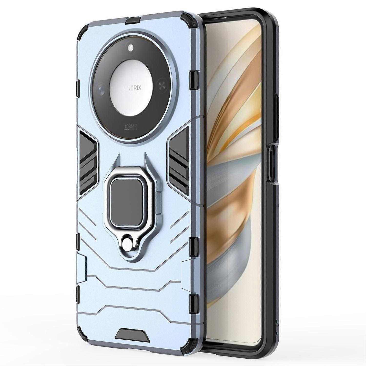 For Honor X60 5G Case Ring Kickstand PC TPU Protective Phone Cover - Blue