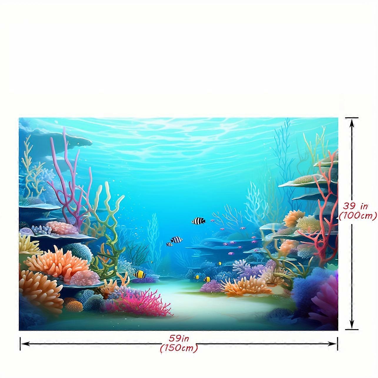 1pc Ocean Mermaid Photography Backdrop for Birthday Party, Baby Shower, and Photo Studio - Blue Purple Bubbles, Starfish, and Shell Decorations