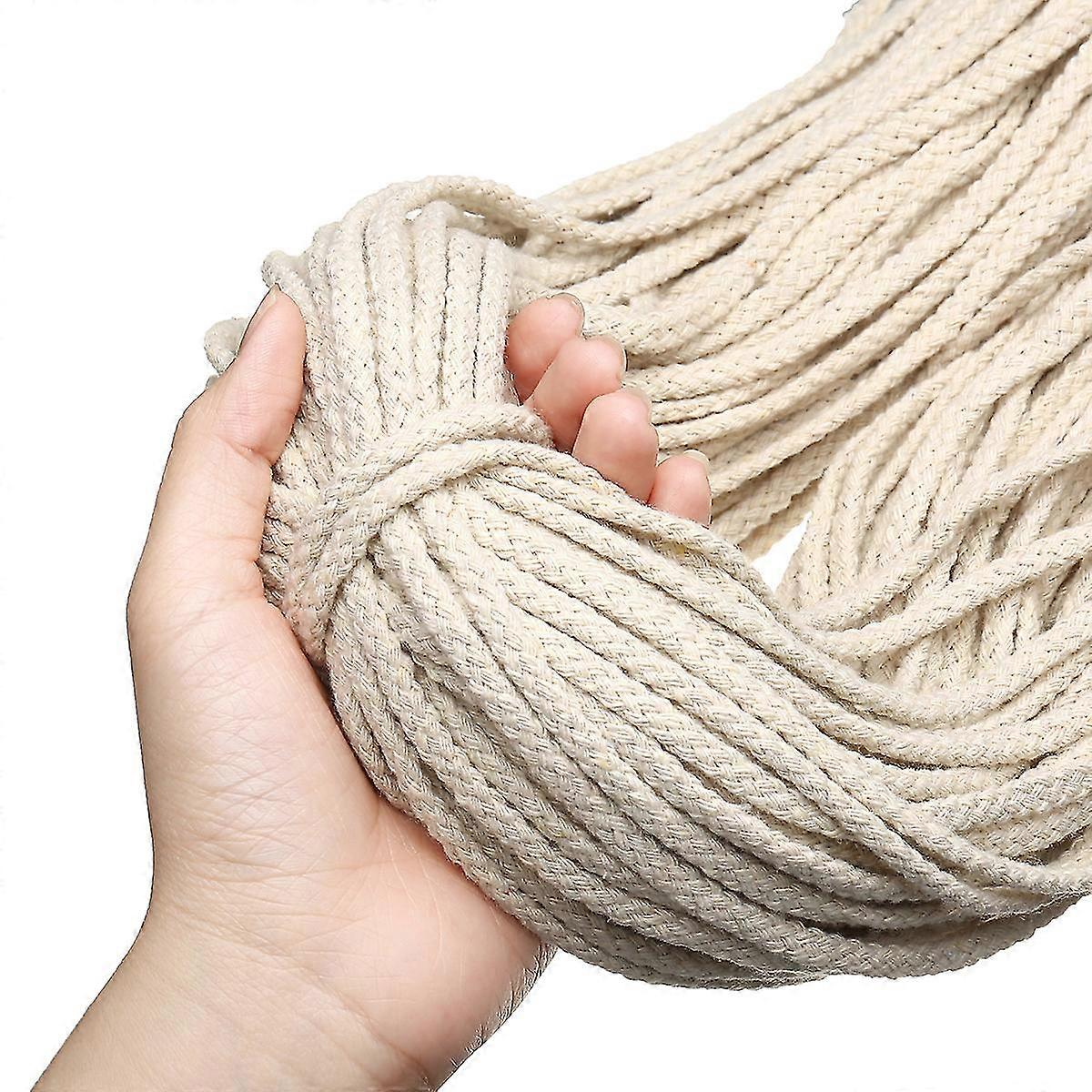 5mm 100m Macrame Rope Natural Beige Cotton Twisted Cord Artisans Hand Craft