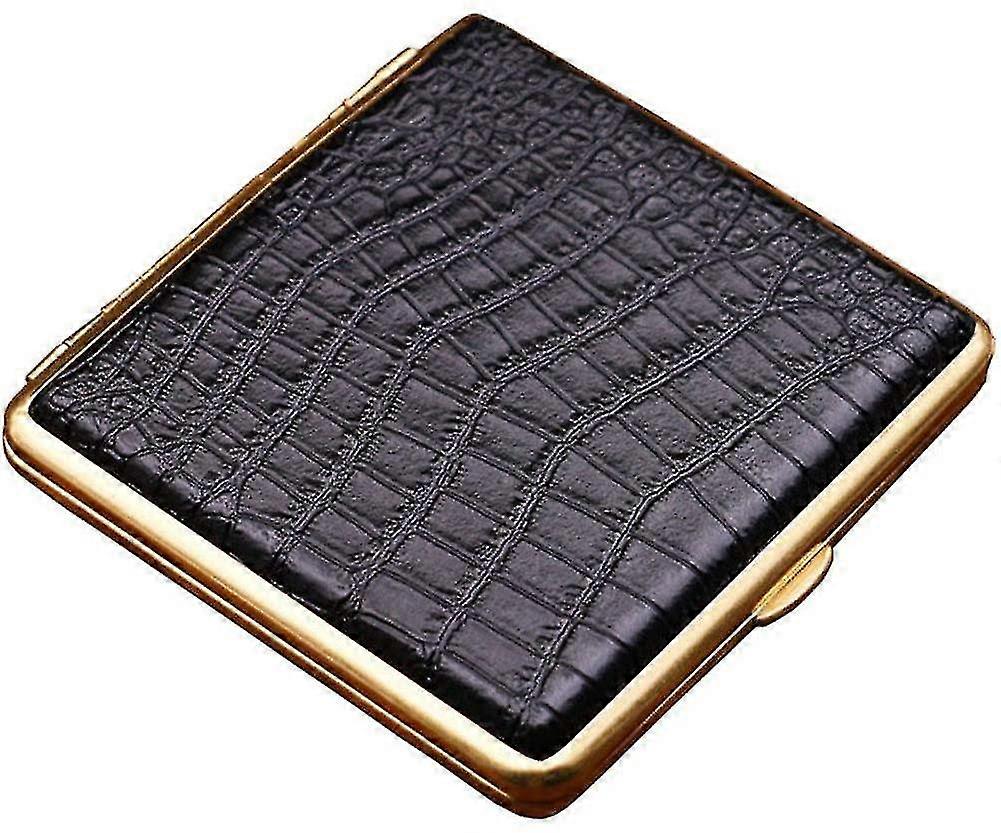 Custodia per sigarette in pelle ultra sottile e portatile da uomo, anti-pressione avanzata, può contenere 20 sigarette nero ostrich pattern