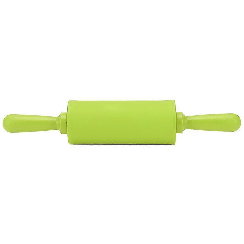 Green Non-stick Silicone Rolling Pin with Plastic Handle - Baking Tool