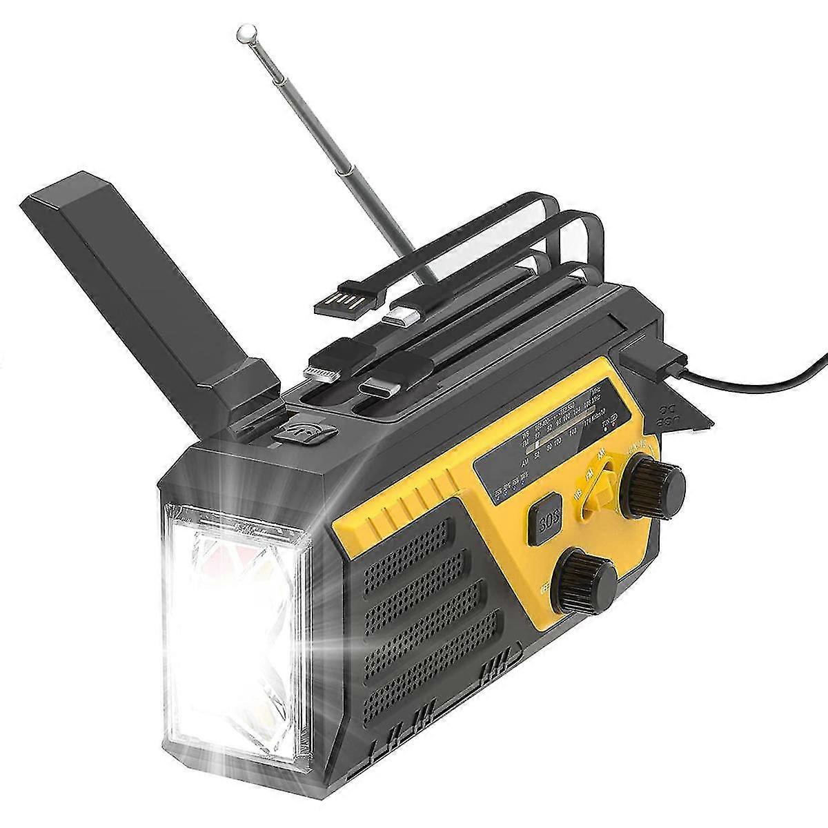 6000mah Emergency Hand Crank Radio, Am Fm Weather Radio With Phone Charger, 3 Modes Flashlight, Sos Alarm