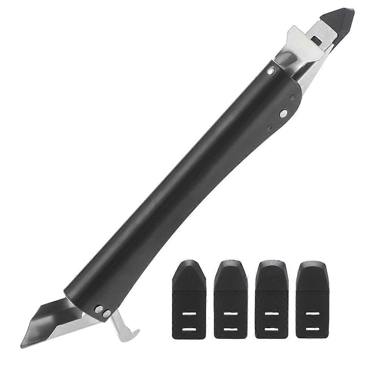 Stainless Steel Caulking Tools, 4 in 1 Sealant Finishing Tool with 5 Silicone Pads, Grout Removal T