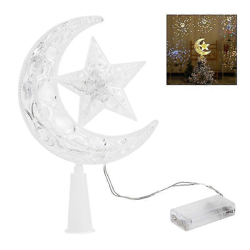 Christmas Tree Top Lights Moon Star Pattern Create Festive Ambience Romantic Flashing Lights Christm-ZZY