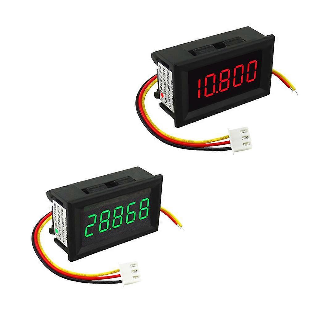 2X 5 Digits 0.36 inch 3 Wire DC 3.5-30V Red/Green Led Digital Voltmeter Voltage Display Module with Reverse Protection