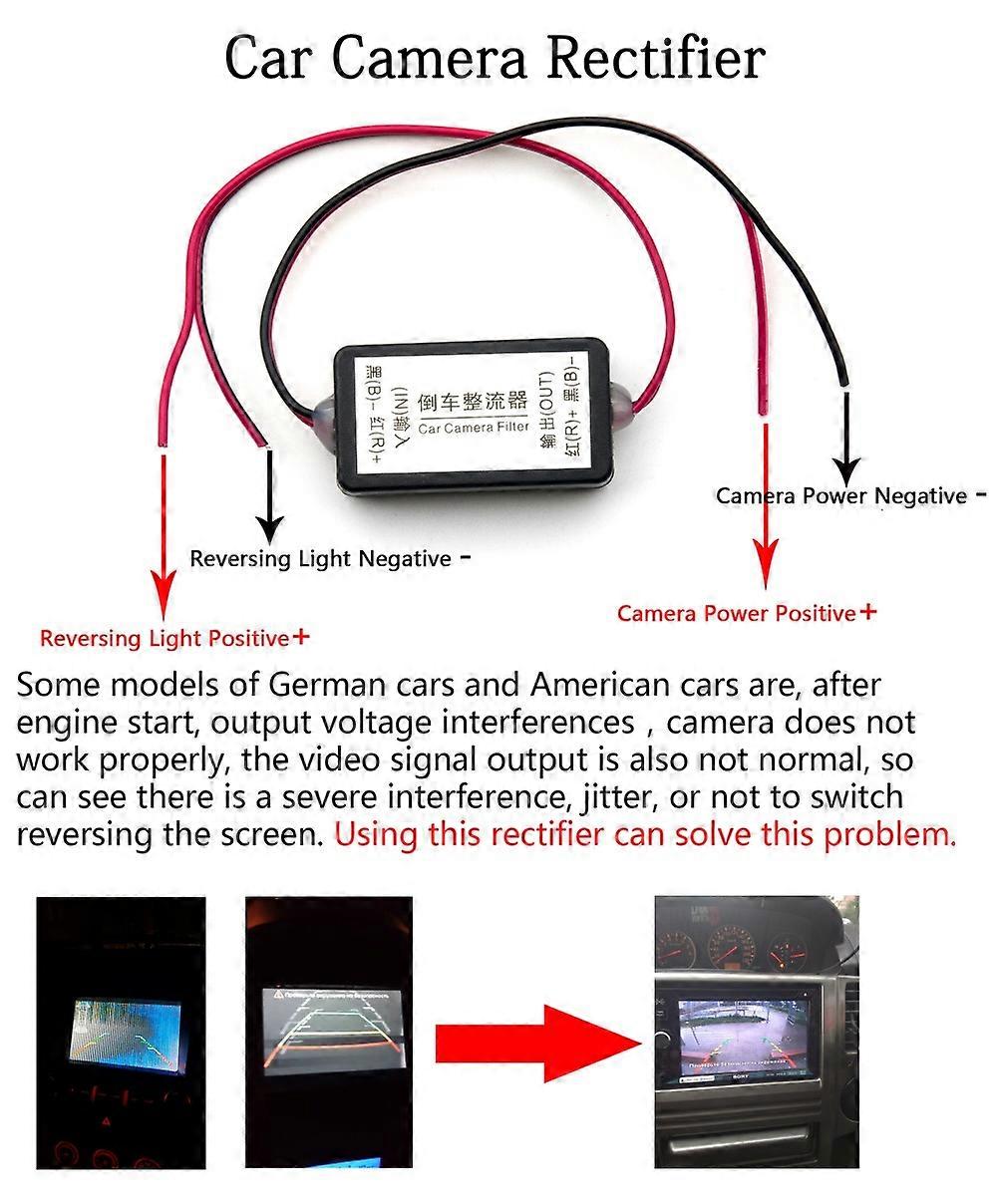 Car Rear View Backup Camera with 12V DC Power Relay Capacitor Filter Connector Rectifier