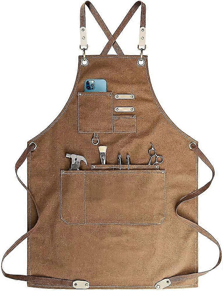 Chef Apron, Adjustable Cross Back Canvas Apron,waterdrop Resistant Multipurpose