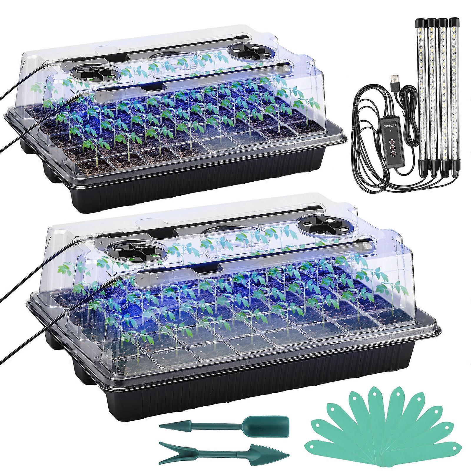 Vassoio di avviamento semi con kit di germinazione dei semi a cupola alta Grow Light 80 celle con 4 luci di coltivazione a led, 100% nuovo Nero