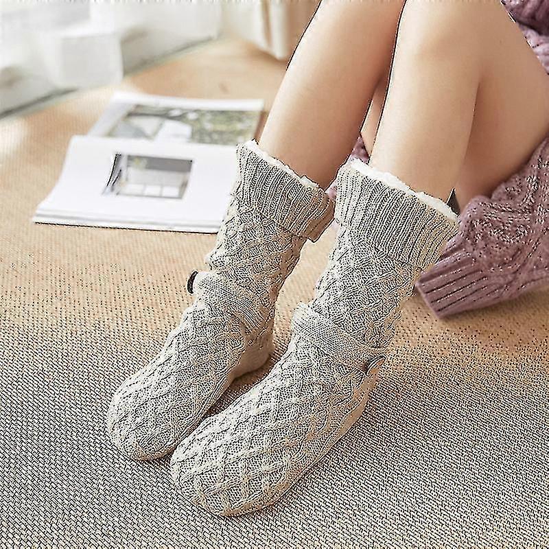 Womens Warm Fluffy Fleece Lining Slipper Socks, Soft Cozy Fuzzy