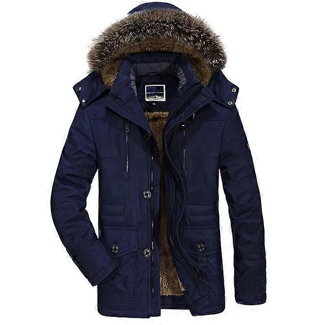 Jachetă de iarnă pentru bărbați, plus mărime, bumbac căptușit, cald, parka, haină casual, blană artificială cu glugă, fleece lungă, jachetă masculină, jachetă Windbreaker