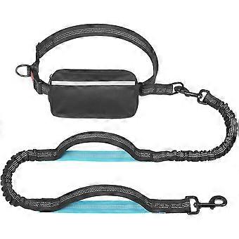 Black-Jogging Dog Leash with Belly Belt in Royal Gray, , with reflective strips, ideal for Medium to Large Dogs - Jogging Leash