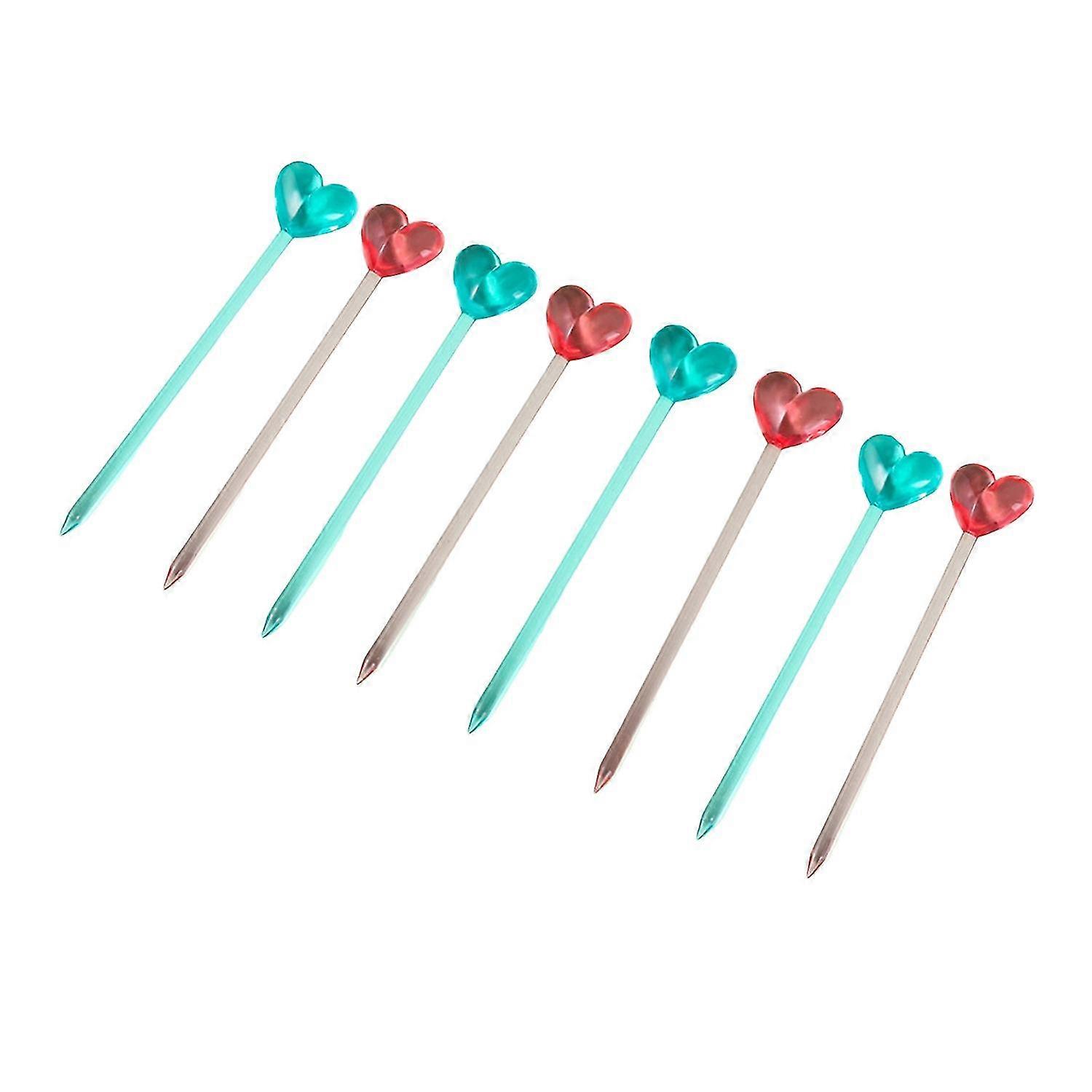 8/12Pcs Cake Fork Reusable Heart Shape Anti-slip Plastic Fruit Salad Dessert Fork for Picnic