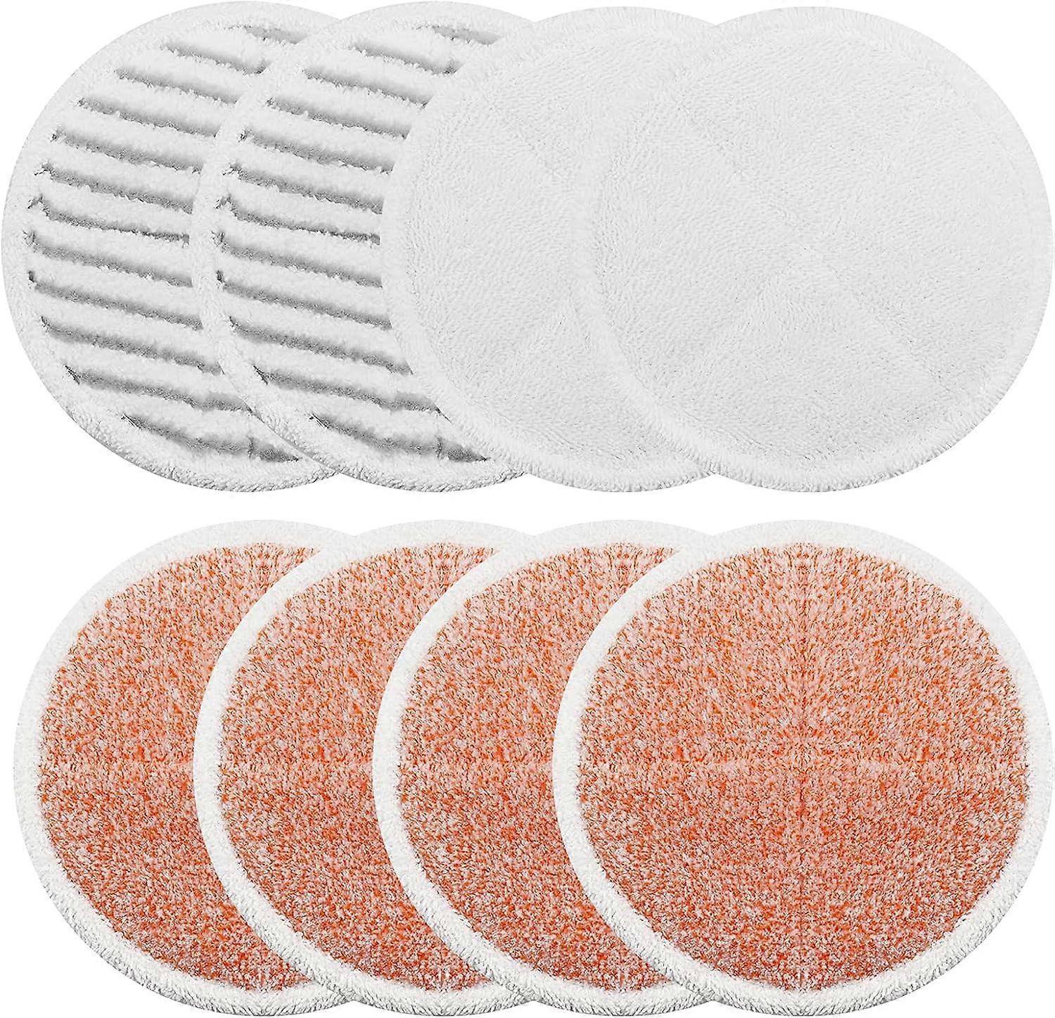 8 pieces For replacement steam mop pads: 4 heavy duty scrub pads, 2 soft pads, 2 scrub pads