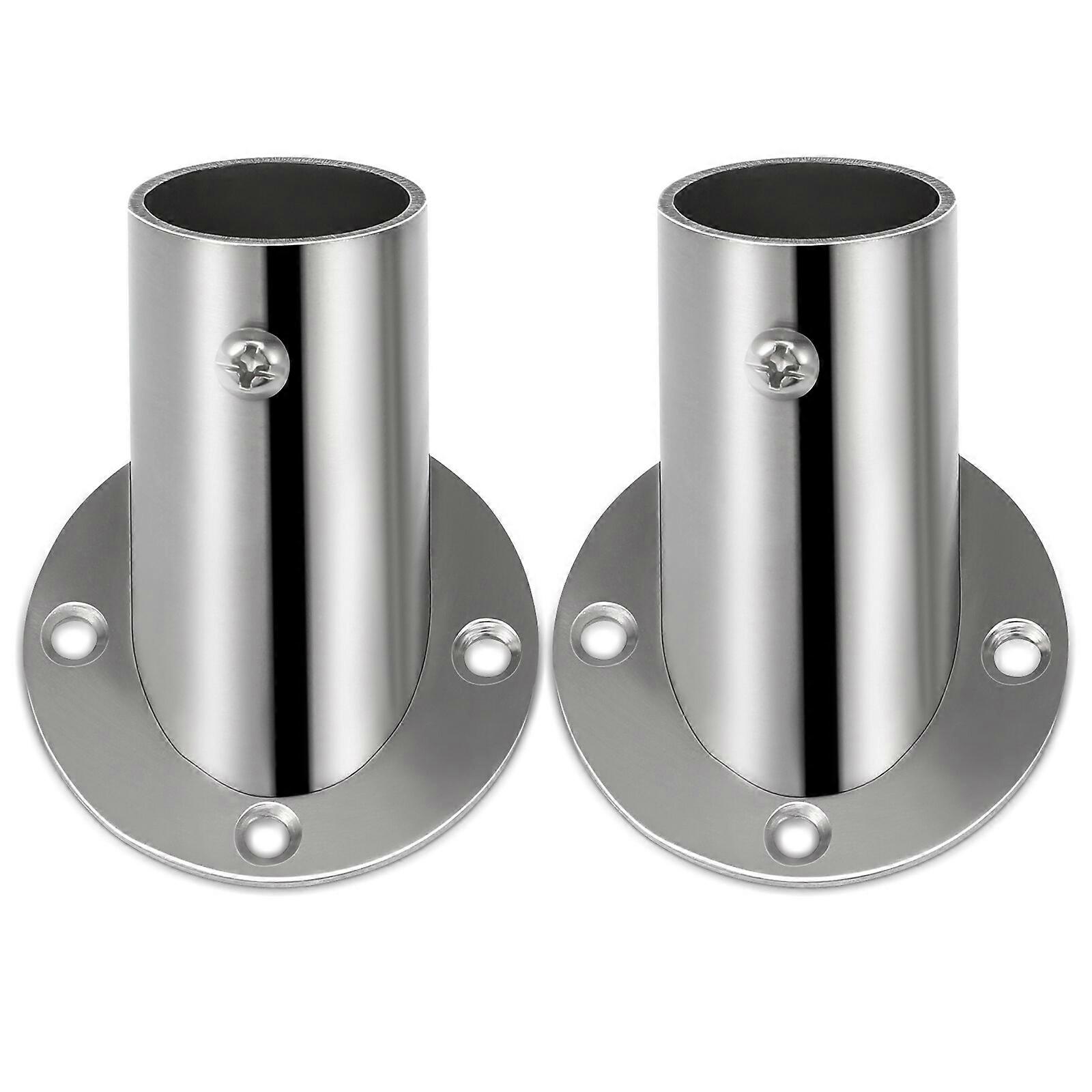 2Pcs Adjustable Socket Bracket Support Holder Stainless Closet Rod Flange