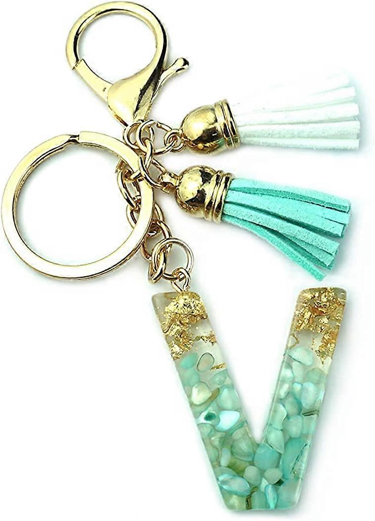 Keychain for Women AlphaAcc Purse Charms for Handbags A To Z Initial Letter Fringe Keychain, Resin Keyring