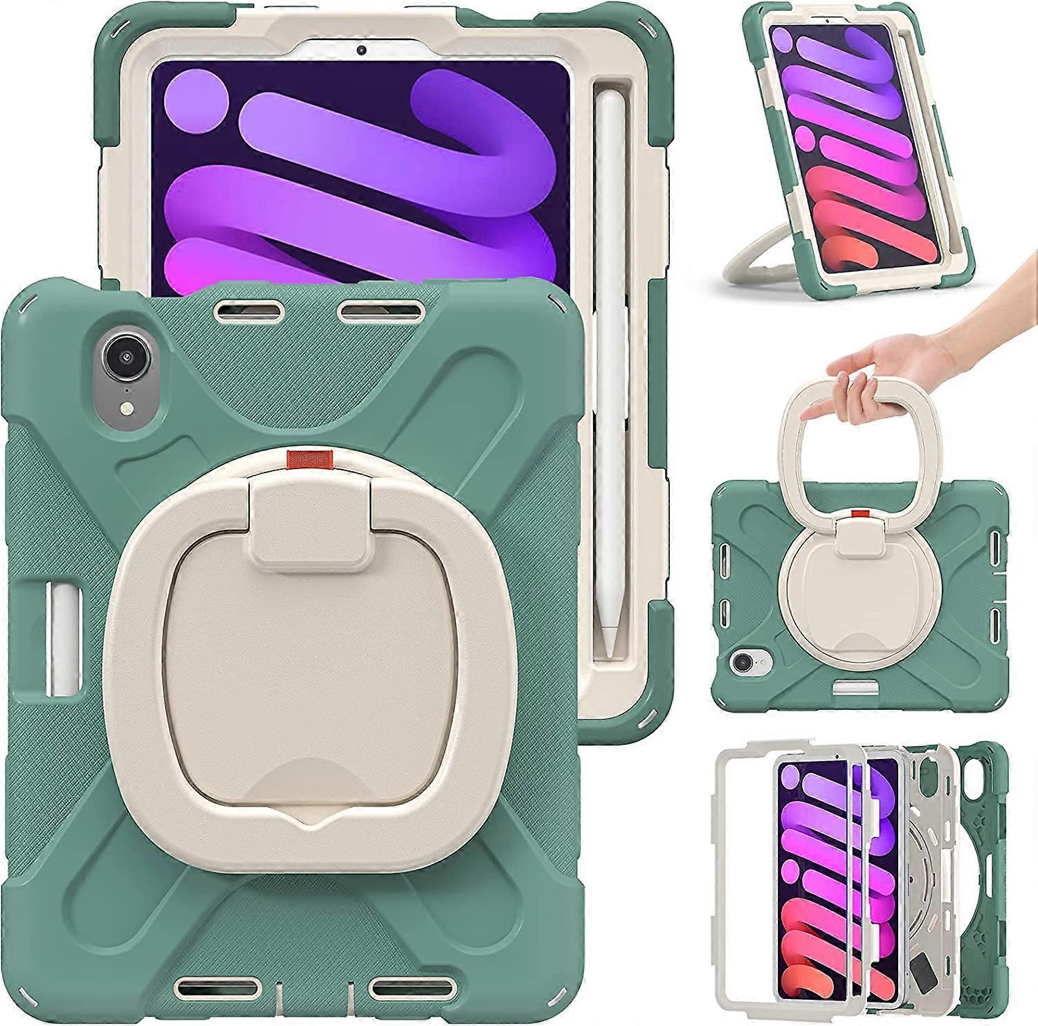 iPad Mini 6th 8.3 inch Case, Carrying Bag Cover with Crossbody Strap, 3 Layer Durable Regular for iPad Mini 6 - Green