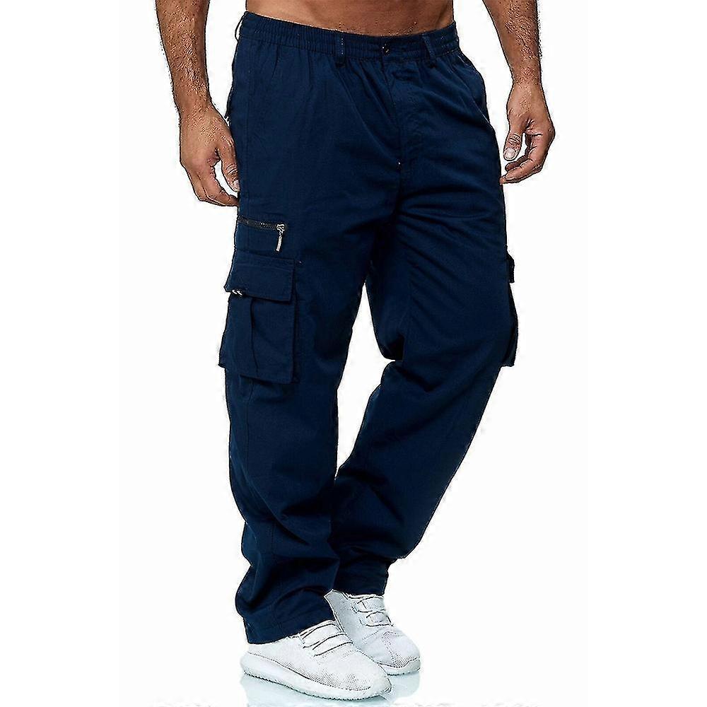 Mens Pants Multi Pocket Casual Cargo Combat Trousers