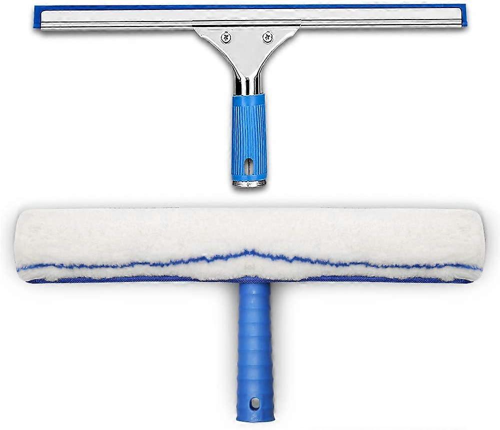 Window Cleaning Kit, Window Squeegee and Microfiber Cloth, Shower Squeegee with Rubber Lip, Window Cleaning Tool, Aquablade Squeegee 35cm
