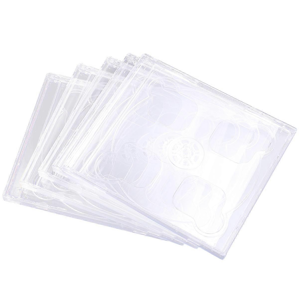 5pcs Dual CD Jewel Case with Assembled Clear Tray Standard Empty Clear Replacement DVD Case Portable CD Package Case (Transparent)