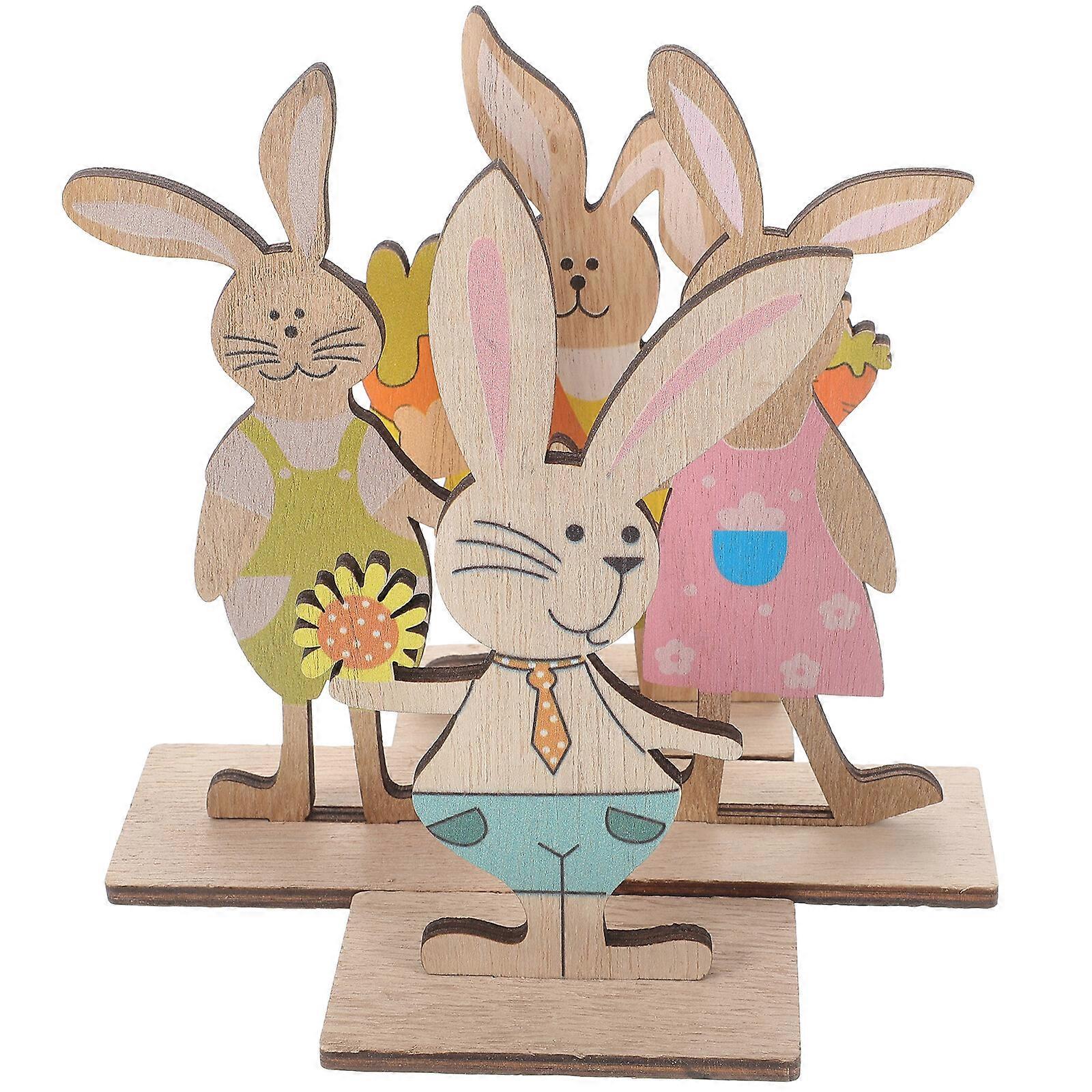 4Pcs Easter Table Bunny Decorations Tabletop Crafts Rabbits Ornaments Home Decorations