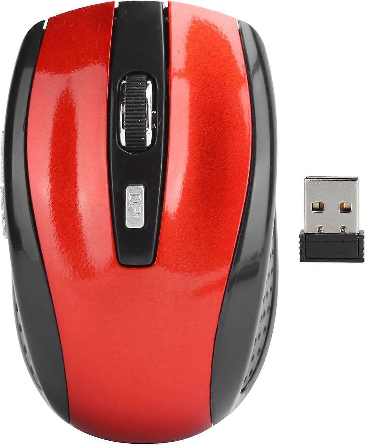 Wireless Mouse,1600dpi 6 Keys Ergonomic Computer Mouse 3 Adjustable Speed 2.4G Wireless Wireless Mice for Windows  C Notebook(red)
