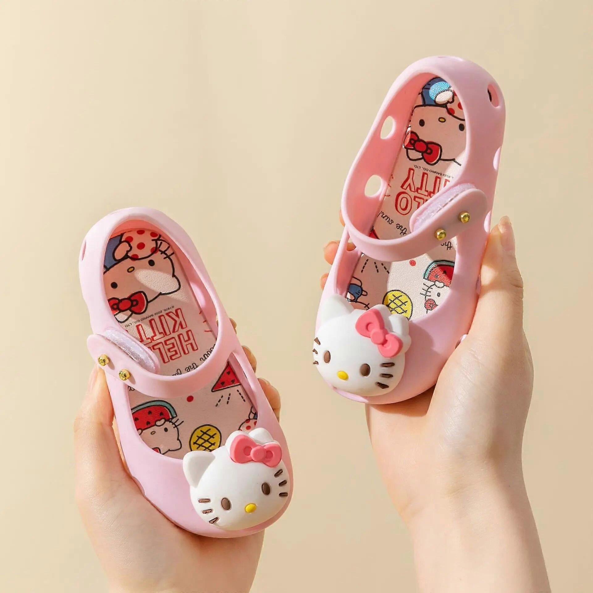 Kawaii أنيمي سانريو مرحبا كيتي أحذية الأطفال لطيف الكرتون الفتيات الصنادل هول أحذية أحذية الشاطئ ماري جين الأميرة أحذية هدية