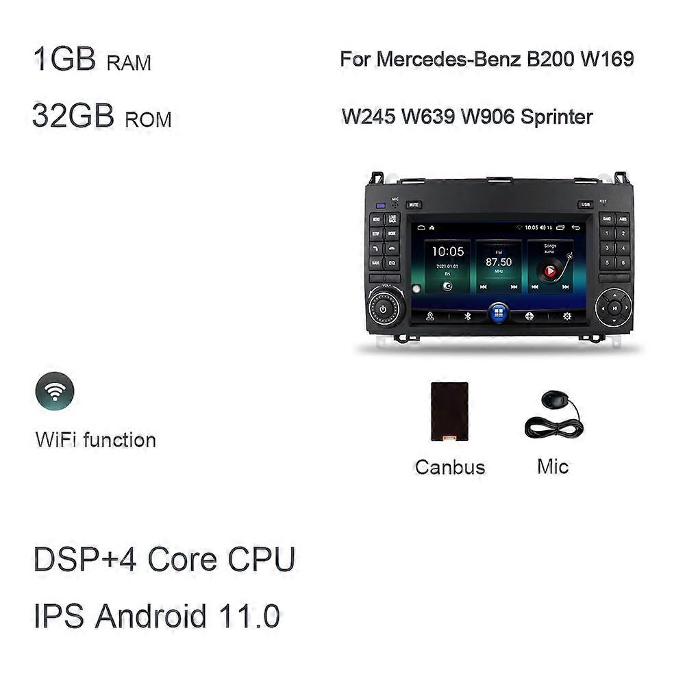 carplay 7" Android 12 128GB+8GB 8 Core car Radio multimedia Car DVD Player For Mercedes Benz B200 W169 W245 Viano Vito Sprinter