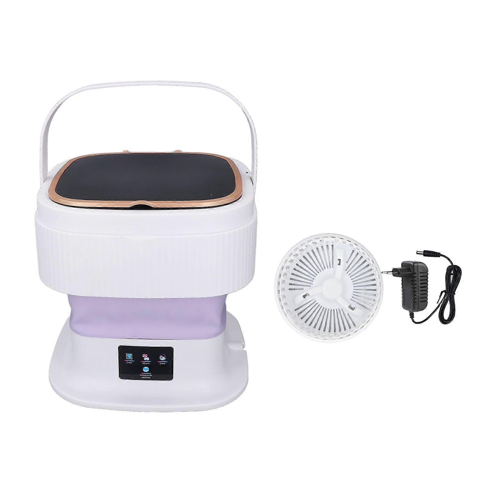 Portable Washing Machine 11.5L Large Capacity 3 Timer Modes Mini Foldable Washer with Drain Hose for Underwear Baby Clothes EU Plug 100-240V Purple