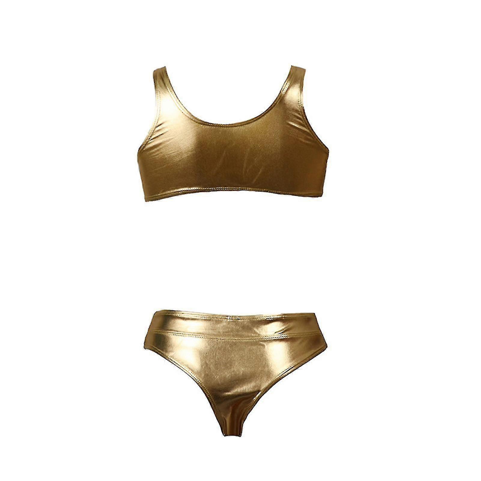 Women's Swimsuit Polyester Fabric Reflective Golden Silver Suitable For Summer