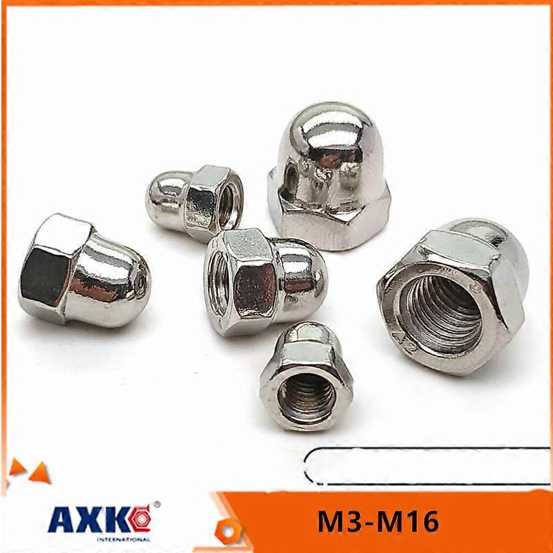 1/50pcs M3 M4 M5 M6 M8 M10 M12 M14 M16 304 A2-70 Stainless Steel Hex Hexagon Acorn Nut Cap Decorative Cover Semicircle Dome Nuts