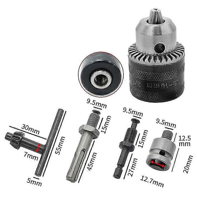 5pcs 1.5-10mm 3/8-24unf Drill Chuck Set Drill Adapter Changed Impact Wrench Into Eletric Drill Chuc