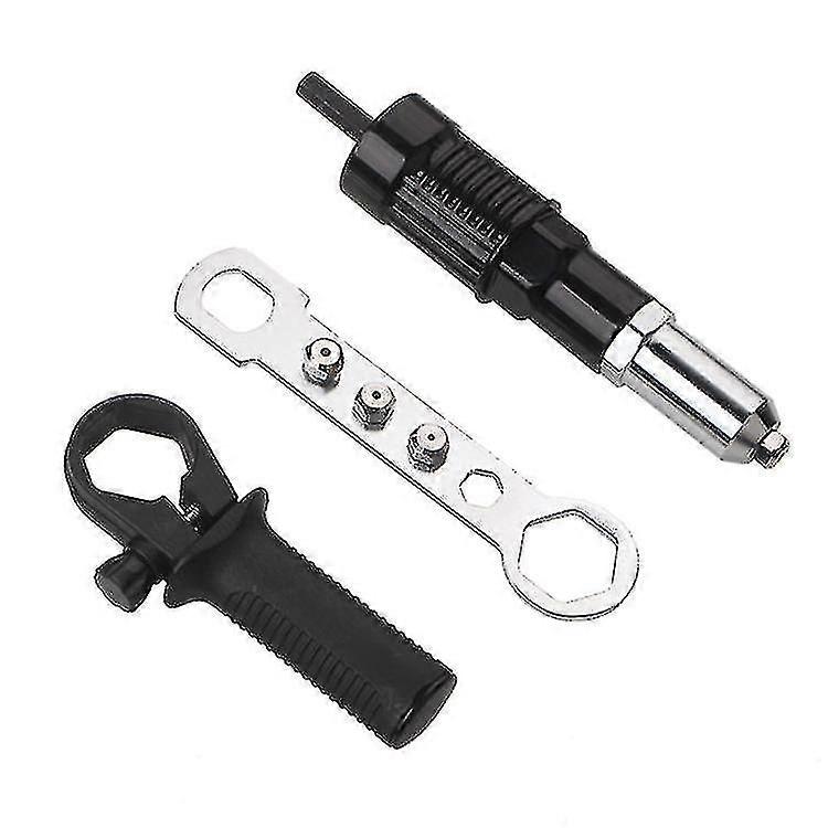 Electric Rivet Joint Conversion Head Rivet Gun Core Pulling Hand Drill Adapter Electric Rivet Gun Riveting Tool (1 Piece, Black)