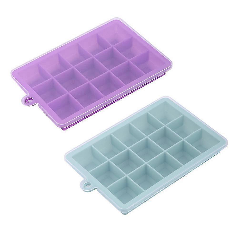 2-pack Silicone Ice Cube Trays With Lids Easy Release Ice Cube Molds Set For Whiskey, Baby Food Silicone Cake Mold