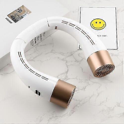 Portable Usb Rechargeable Leafless Folding Digital Display Hanging Neck Fan