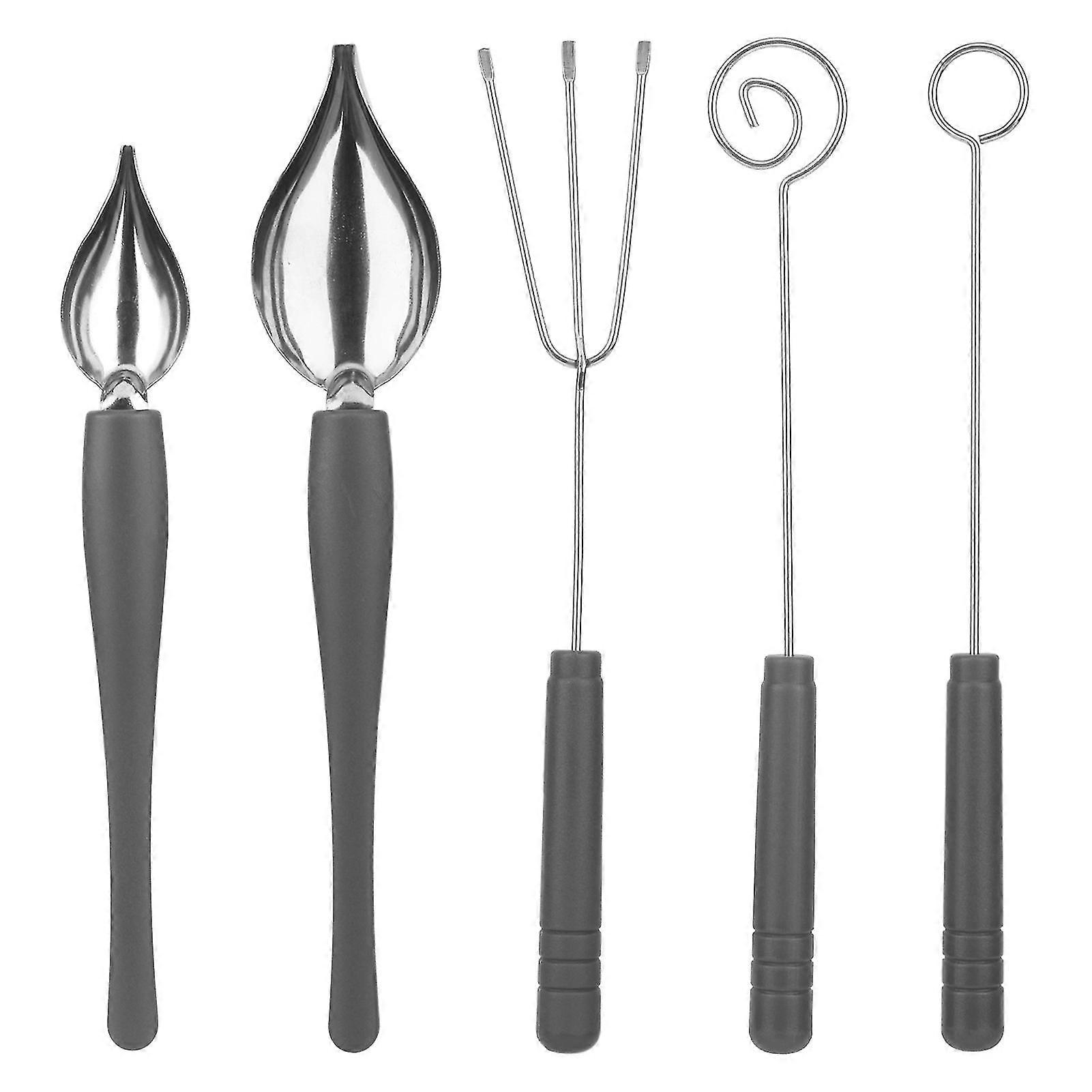 5pcs Dessert Decorating Plating Drawing Spoon Set Precision Culinary DIY Cooking