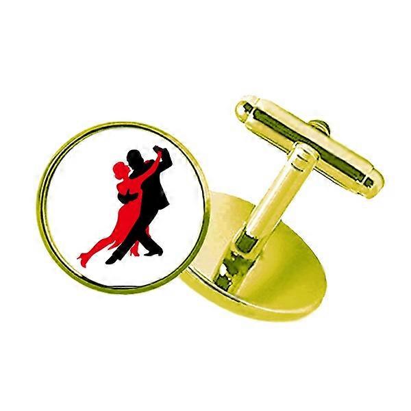ダンサーソーシャルダンスデュエットダンススタッズビジネスメタルカフリンクスゴールデン