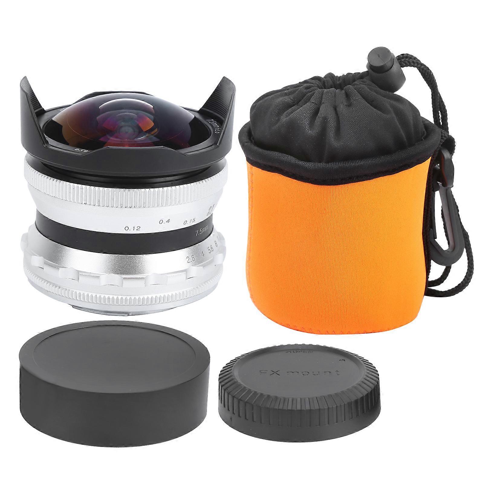 7.5mm F2.8 FX Mount Ultra Wide Angle Fisheye Scenery Lens for Fuji XT4/XT3/XT30/XS10(silver )