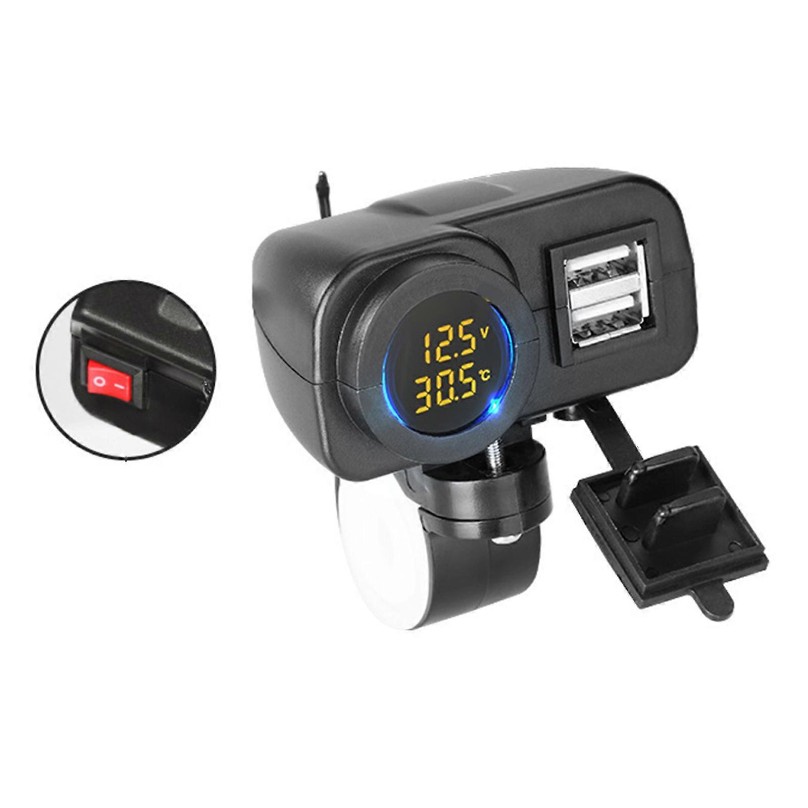 Waterdichte QC3.0 Telefoonoplader Dual Usb Motorfiets Socket Voltmeter Temperatuur