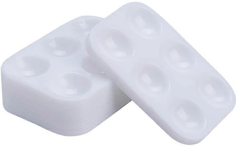 30 PCS White Plastic Paint Palettes 6 Well Rectangular Watercolor Palette