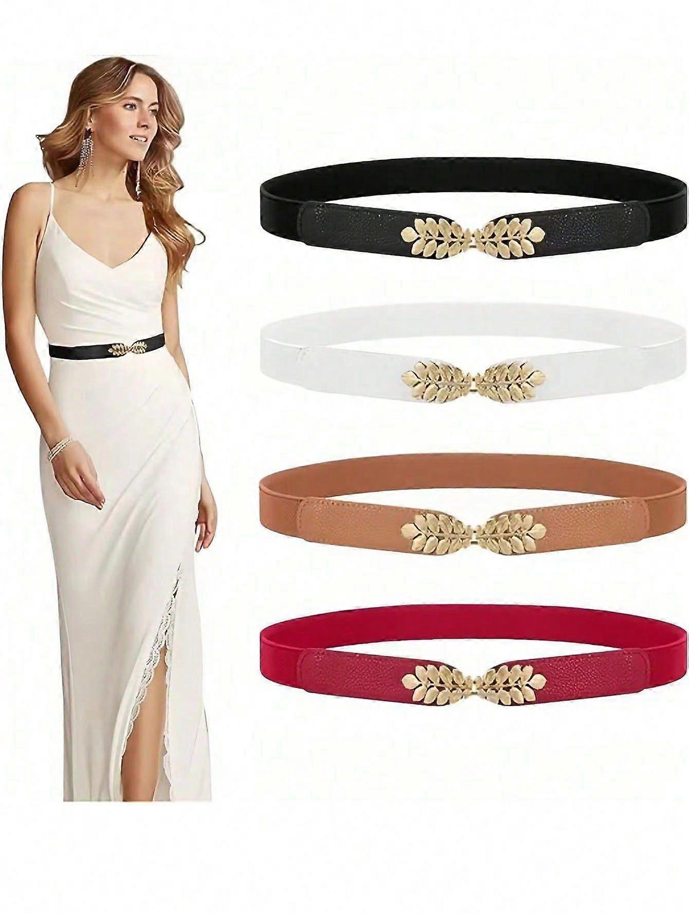 4pcs Fashionable Simple Elastic Belts, Elastic Waistbands For Dress Decoration, Suitable For Women's Dresses