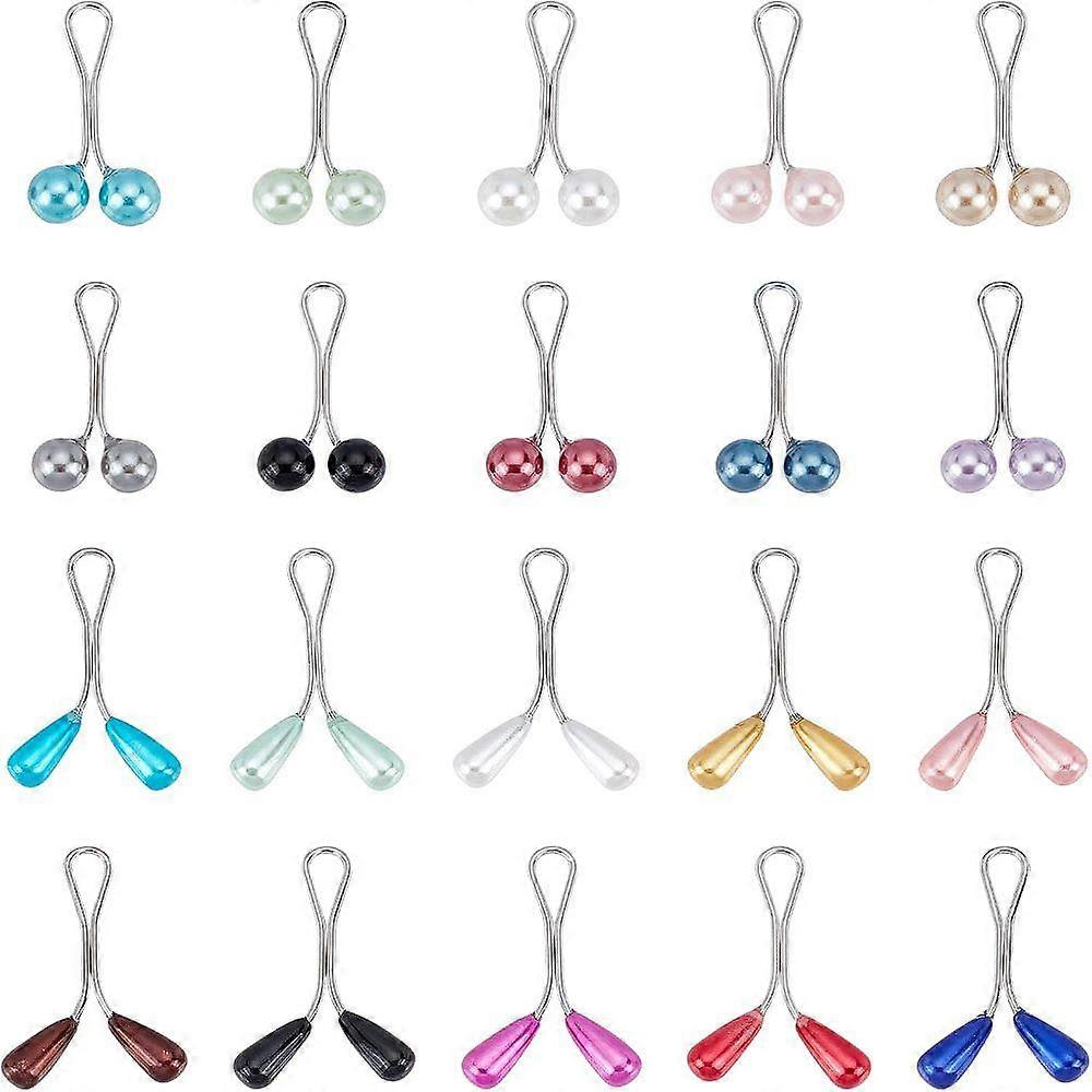 4 Cards 2 Style Steel U Shape Clips Set with Plastic Beads for Silk Clamp Mixed Color Mixed Color 2 cards/style