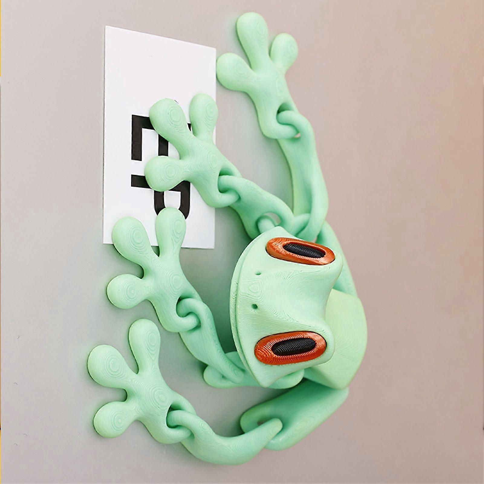 3D Printed Magnetic Frog Toy (2 Pack) - Articulated, Poseable Joints, Fridge/Desk Decor - Dark Green & Red