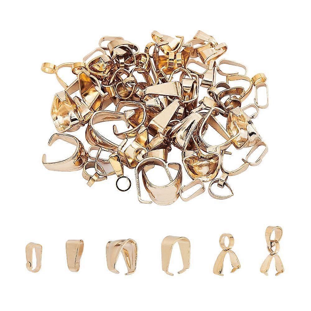 304 Stainless Steel Snap On Bails & Ice Pick Pinch Bails Kits for Pendant Making Golden 60pcs/box
