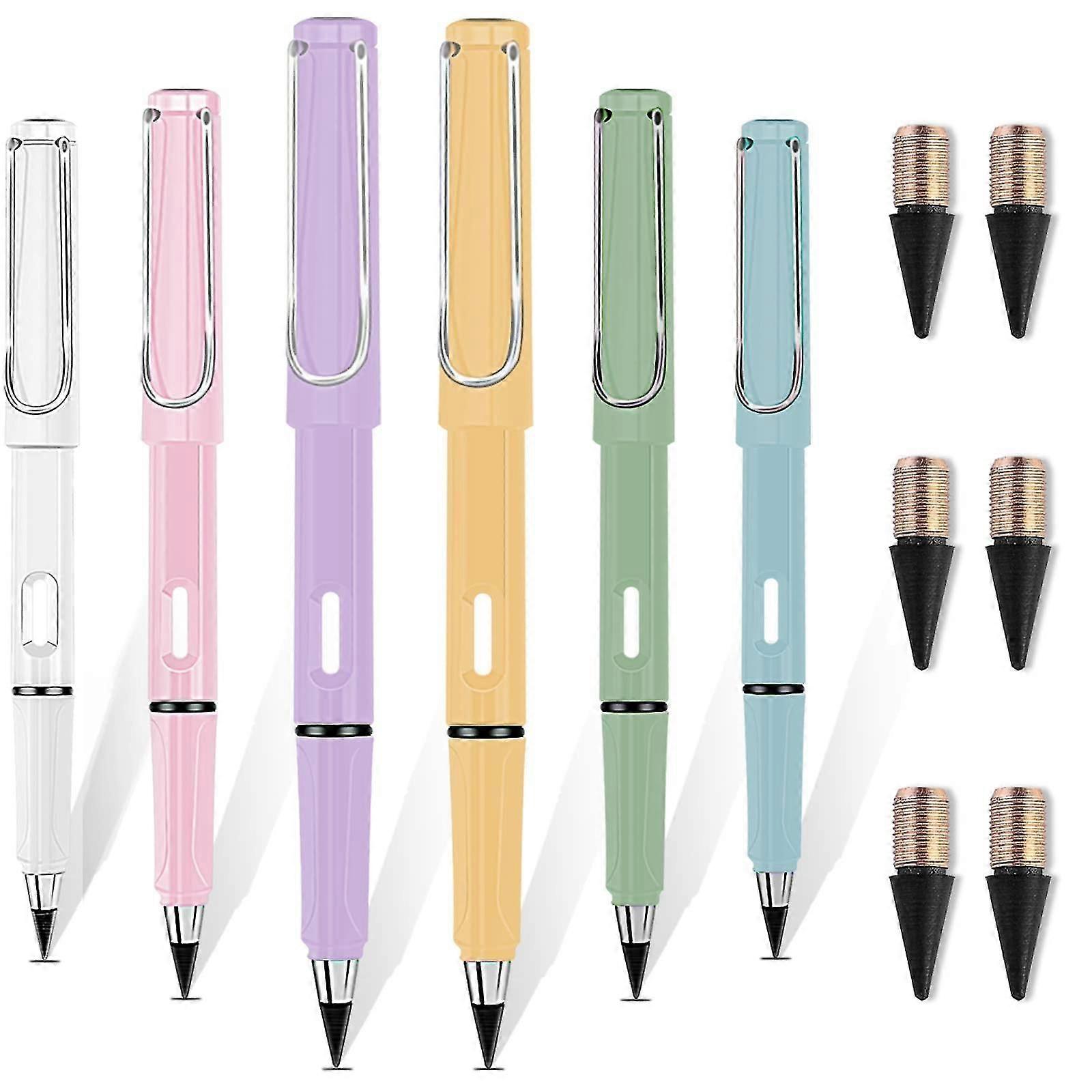 6pcs Everlasting Pencil, Inkless Pencils Eternal With 6pcs Replacement Nibs, Infinity Pencil Magic Pencils, Portable Reusable Erasable Writing Pencil